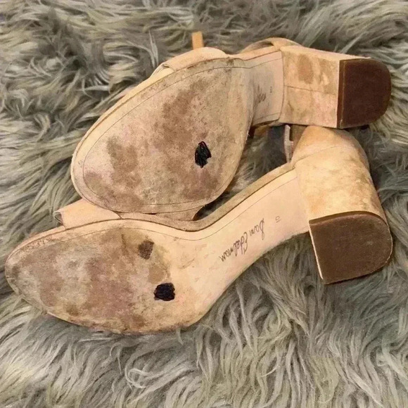 Sam Edelman Odila Scalloped Heel Sandals Camel Suede Nude Size 10 - Picture 11 of 11
